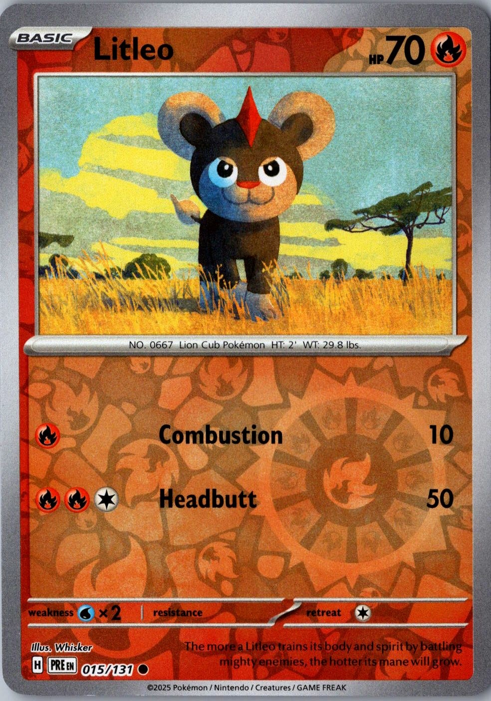 Litleo 015/131 Pokemon Card LP Reverse Holo Common SV: Prismatic Evolutions