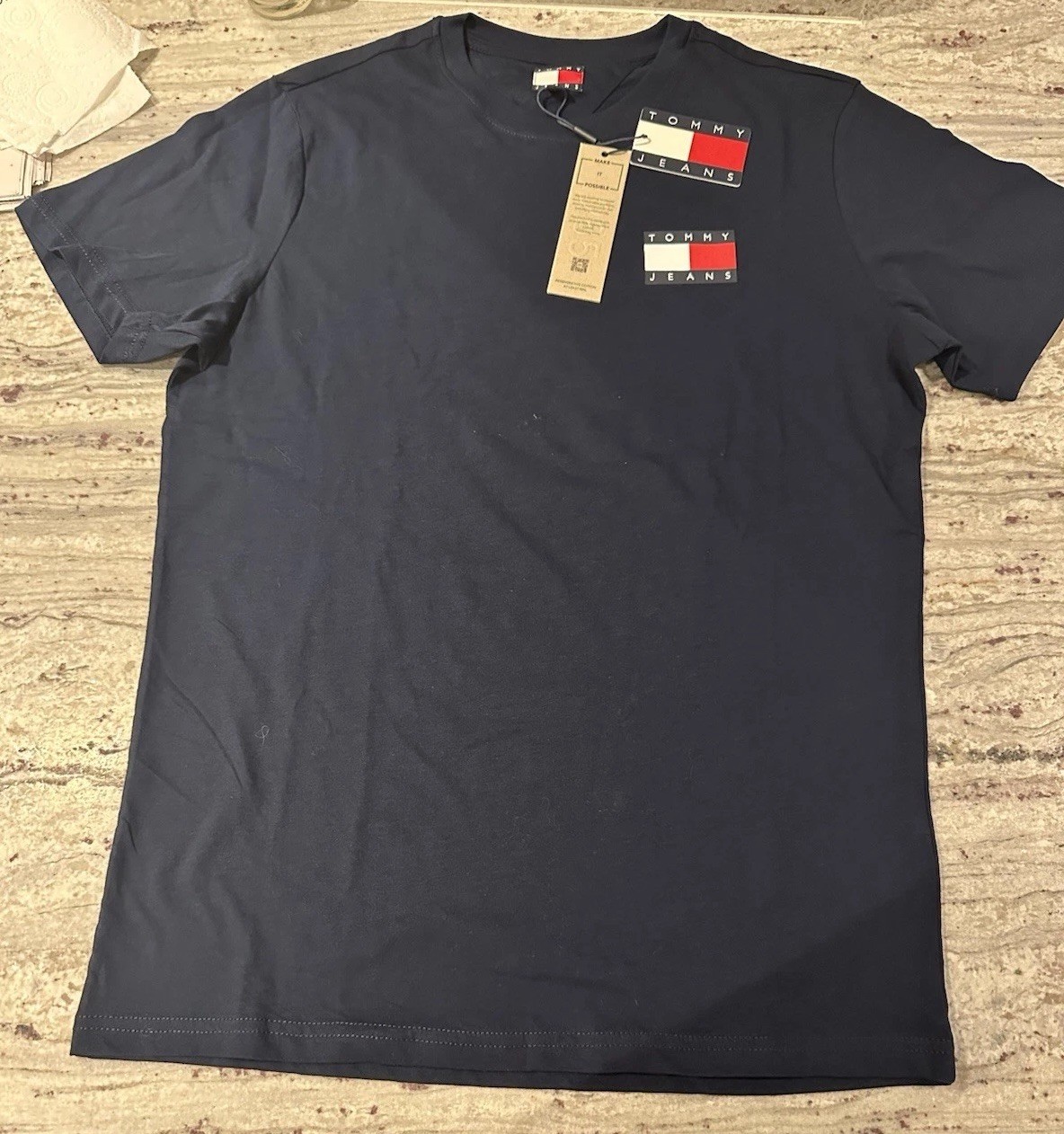BNWT Tommy Jeans Essential Flag Logo T Shirt Navy Size S RRP £30
