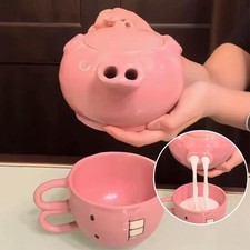 Pink Piggy Teapot Set Ceramic Tea Coffee Kettle Funn y C6L9