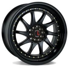 18x8.5 Traklite Turbo Black Gold Rivets 5x100 5x114.3 Et35 Wheels Set 4
