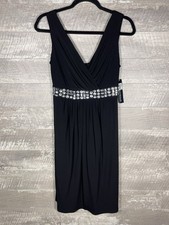 NWT Black Babydoll Jeweled Tie Back Dress Size 10 Y2K Whimsigoth Formal Elegant