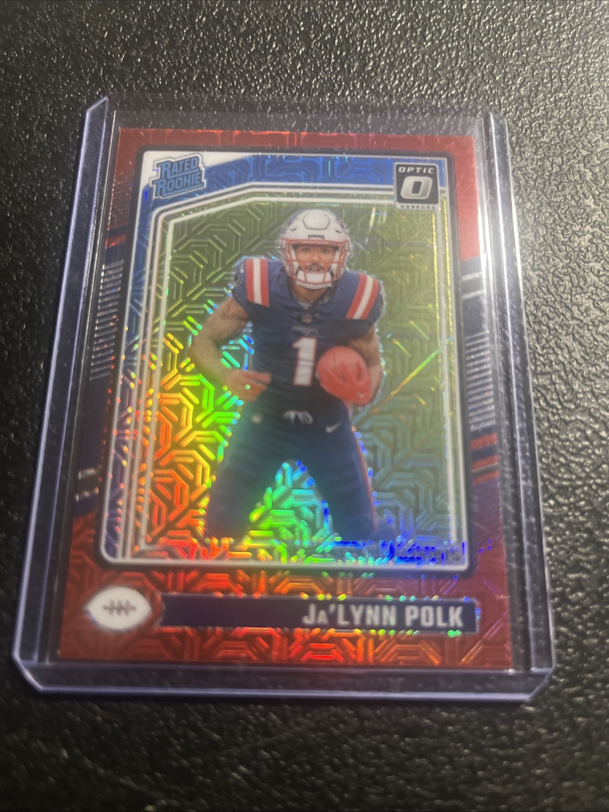 2024 Panini Donruss Optic -Rated Rookie Ja'Lynn Polk #240 Red Mojo Prizm Pats RC
