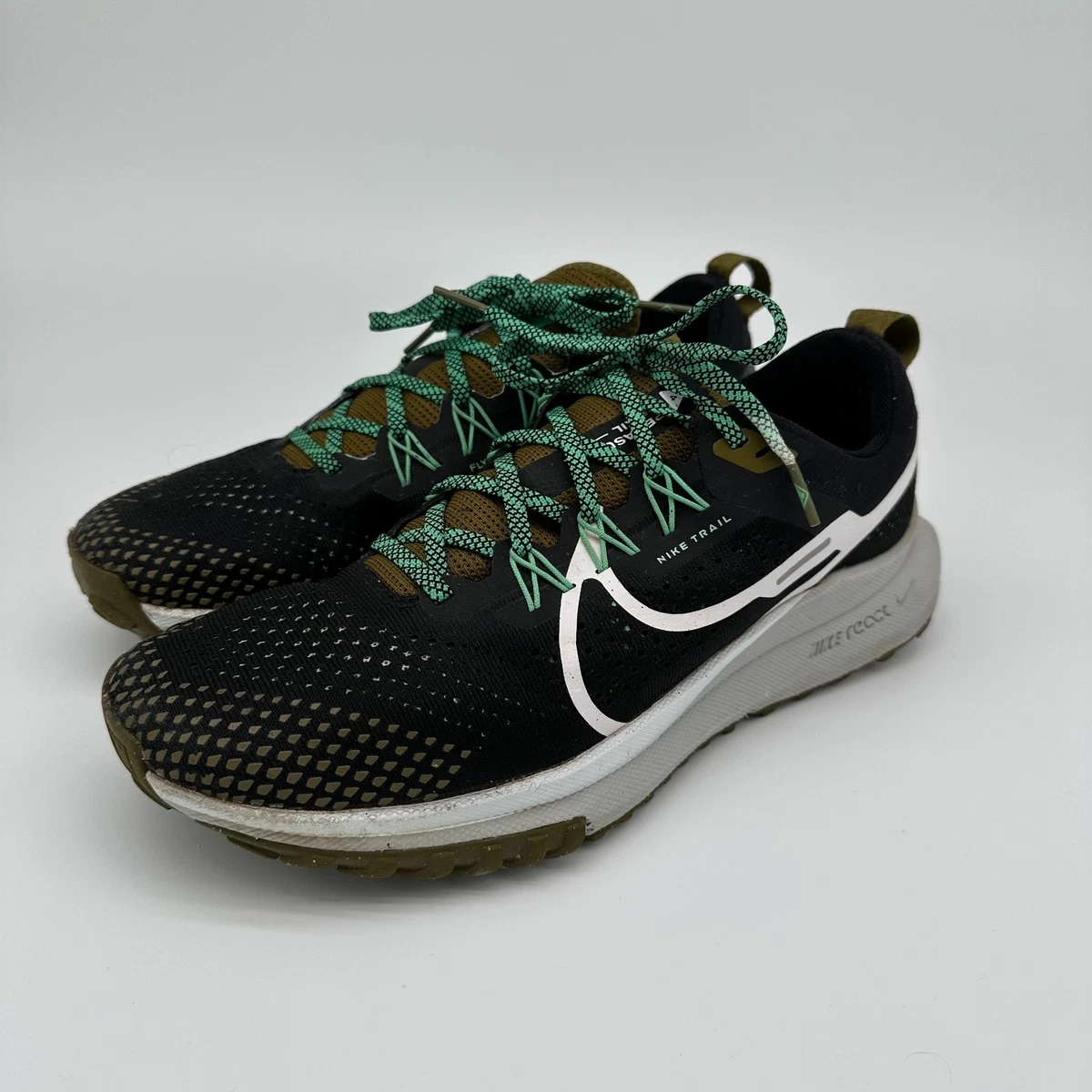 Nike React Pegasus Trail 4 Men Shoes Black/White-Olive Size 10 Men/11.5 Women Nike Running Shoe React Pegasus Trail 4 - Black/White/Olive Flak main image 3