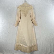 Antique Dress Womens XS Ivory Wedding Lace Gown 1940s 1950s Romantic Cathedral