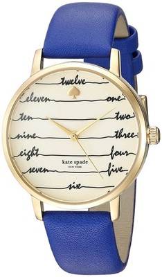 Kate Spade KSW1238 New York Beige Dial Blue Leather Strap Women's Watch