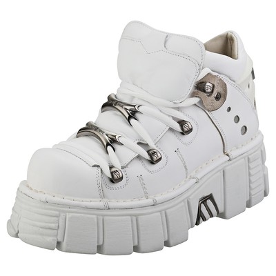 New Rock Unisex M106N-C27 - Plateaustiefel aus Leder in Weiß - 39 EU