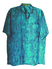 MENS VINTAGE THAI SILK SHIRT MADE IN THAILAND BY SIEW CHANG HUAT Size Up To 48"