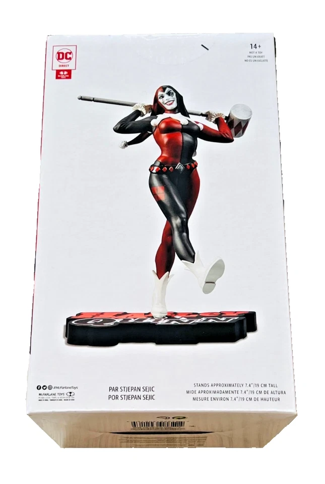 Nova estátua DC Direct HARLEY QUINN por Stjepan Sejic vermelha branca e preta 7,4 polegadas - Imagem 3 de 4