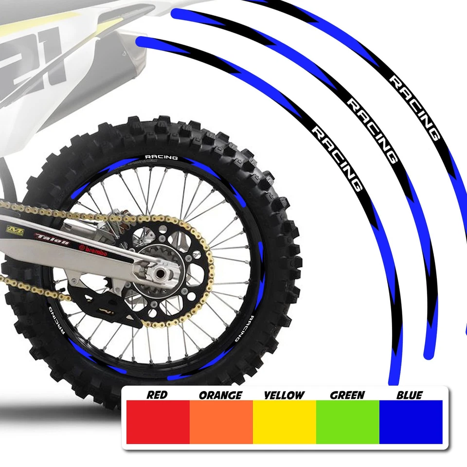 Azul 21 pulgadas. Calcomanía adhesiva de llanta de 18" para moto de cross R01 para Kawasaki KLX300R 05 06 07 Foto 3 de 4
