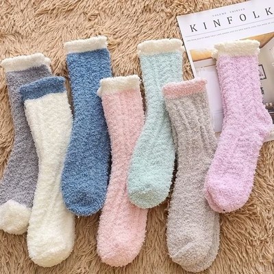 Damen Flauschsocken 5 Paar warme kuschelige Fleece Bettsocken Winter Einheitsgröße