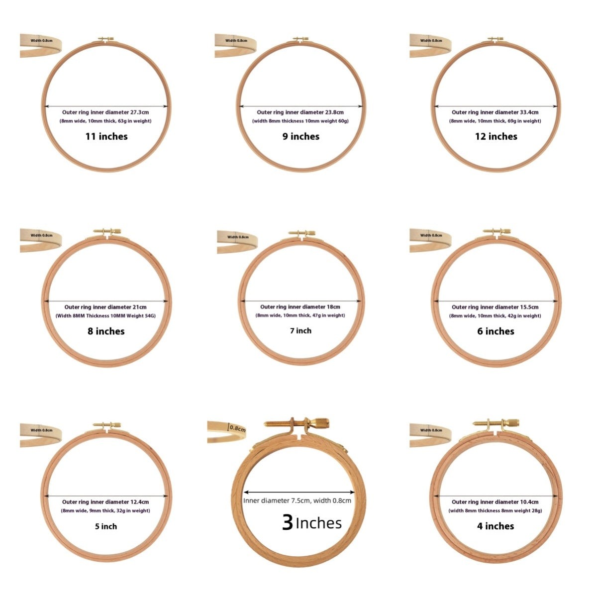 Hoop, Beechwood Hoops, Embroidery Hoop Frame, Craft Supplies