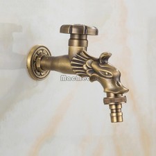 Solid Brass Dragon Head Tap Vintage Wall Mounted Garden Bibcock Laundry Spigot