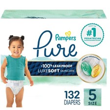 Pampers Pure Baby Diapers, Size 5 27 lbs , 132 5, Protection
