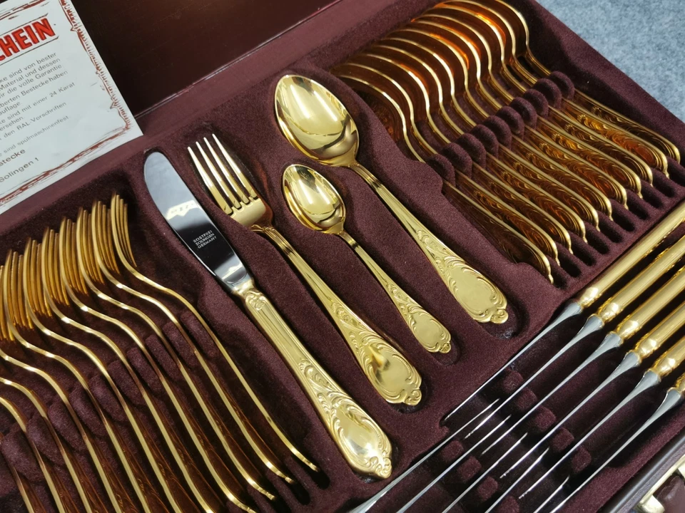 SBS Solingen Besteckset 23/24 Karat vergoldet 82-teilig Besteck ähnl. Wien - Bild 3 von 4