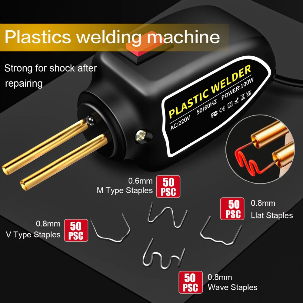 100W Plastic Welder Hot Stapler Machine Car Bumper Repair Kit 200PC Welding Nail-image