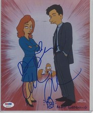 MATT GROENING, D. DUCHOVNY, G. ANDERSON X-FILES SIMPSONS AUTO PHOTO PSA/DNA CERT