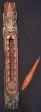 TIki Figural Hand Carved Wood Guiro Musical Instrument with Scraper