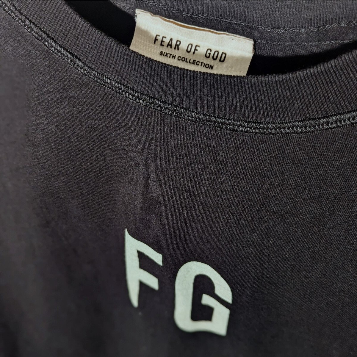 Fear of God Long Sleeve Tee-Shirt FG Logo Black - Medium | eBay