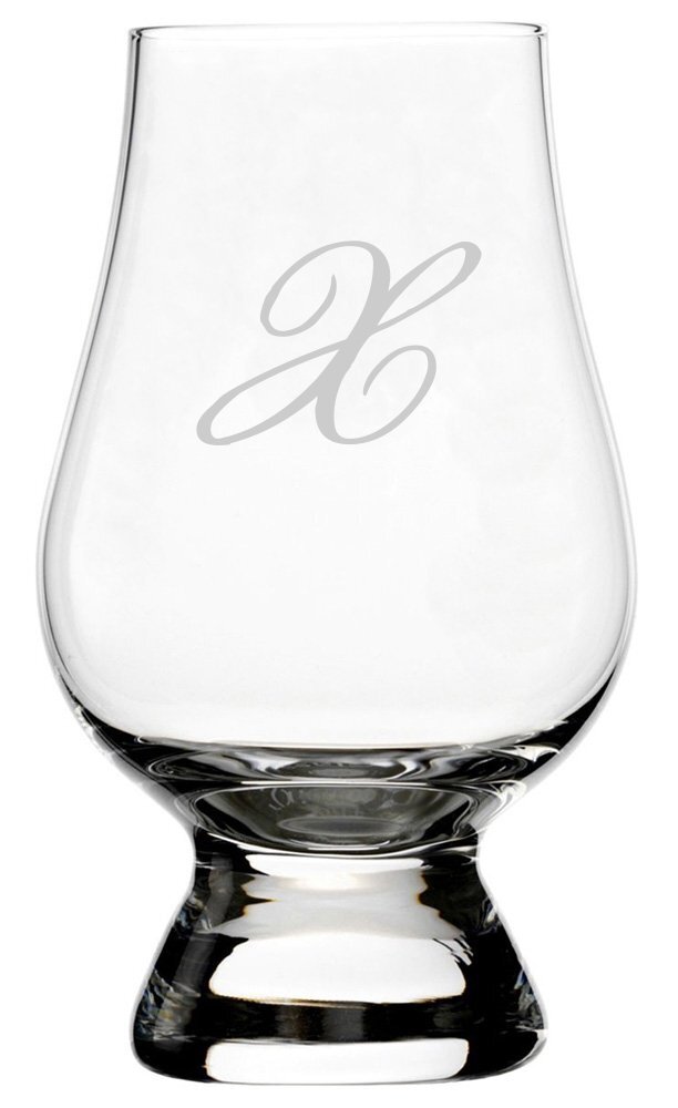 Bix Cursive Script Etched Monogram Crystal Glencairn  Whisky Glass (Letter X)-image
