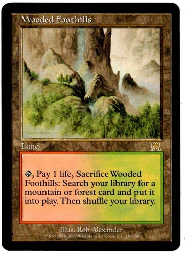 Wooded Foothills 2002 Onslaught MTG Red/Green Rare Land NP