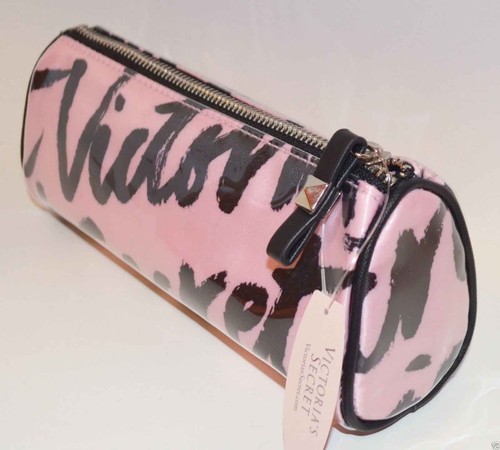 Nwt Victoria's Secret Signature Pink White Case Cosmetic Makeup Dots Fored Bag - Imagen 8 de 9