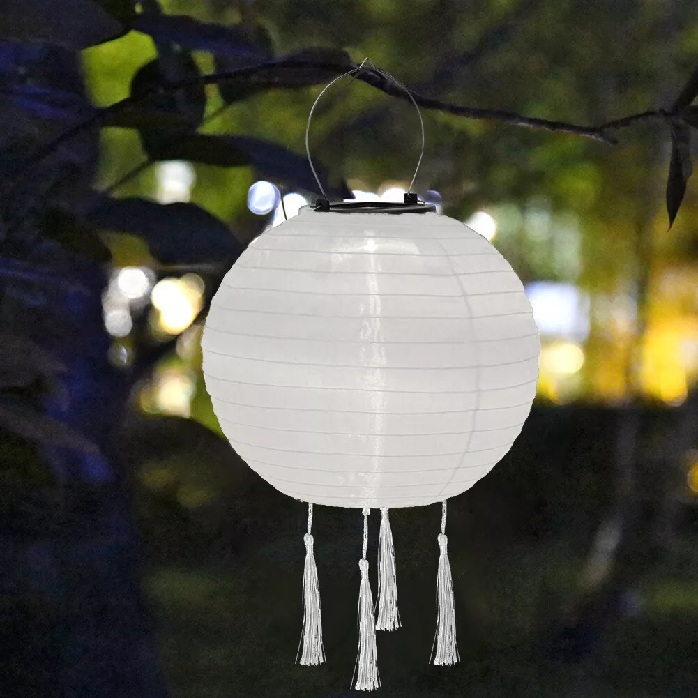 Solar Nylon Lantern Lamp Waterproof Hanging Light Festival Decor