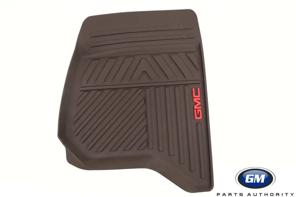 GMC Sierra 2014-2018 equipamiento alfombrilla premium para todo clima delantera y trasera cacao con logotipo GMC  Foto 4 de 4