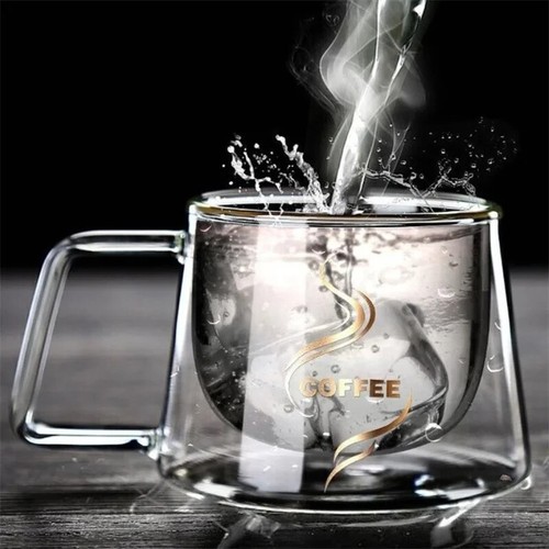 Coffee Cup Double Wall Glass Mug Transparent 200ML Heat Resistance - Picture 5 of 10
