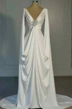 Vintage Satin Crystal Beaded Wedding Dresses Long Sleeves V Neck Bridal Gowns