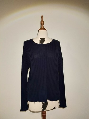 Just Jeans navy blue cotton ribbed knit 