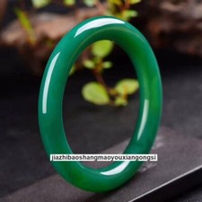 Natural Fashion Green Agate Chalcedony Round Bar Bracelet Bangle Jewelry