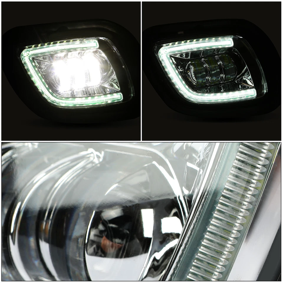 Projector Fog Lights Lamp Chrome w/LED Halo Ring For Freightliner Cascadia 08-17 - Image 2 of 4