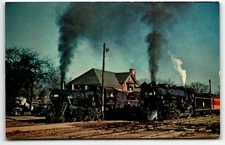 Milwaukee Road Steam Engines Trains Janesville Wisconsin Chrome Postcard WI UNP