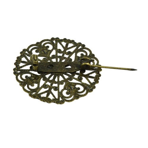 10 Pieces Filigree Flower Blank Brooch Settings Lapel Pin Safety Pins Base - Picture 2 of 7