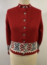 Vintage Cardigan Sweater Switzerland Nordic Fair Isle Small