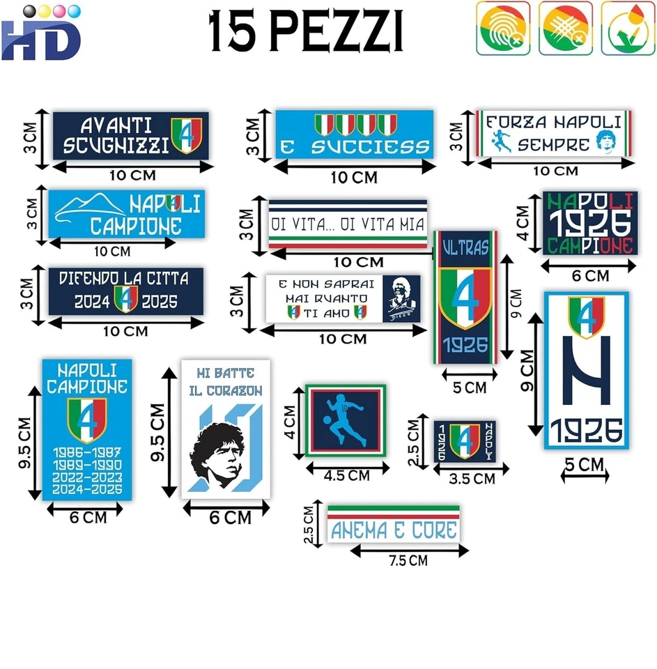 15 ADESIVI NAPOLI Campione d'Italia 2025 - Immagine 2 di 2