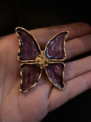 Broche Papillon Vintage Dorée - Années 80 - Parfaite Pour Customiser Tes Looks Rétro