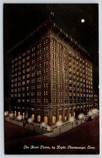 Chattanooga Tennessee~Hotel Patten Night Lights~Full Moon~Street Lamps~c1910 PC