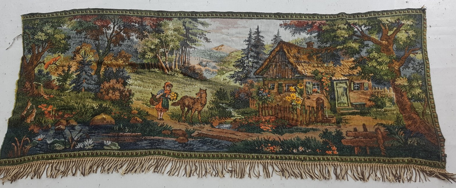 Vintage French Beautiful Fairytale Ireland Scene Wall Hanging Tapestry 154x62 cm