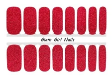 Cherry Red Sparkle Nail Polish Strips / Nail Wraps / Nail Stickers