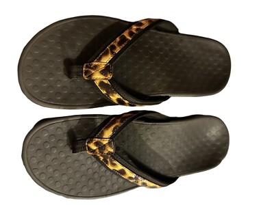 Vionic 9Orthaheel Tide II Animal Print Patent Leather Flip Flops