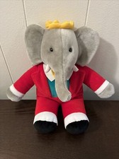 Vintage Gund Babar the Elephant Plush 1988 Macys 14  Stuffed Animal Red Suit