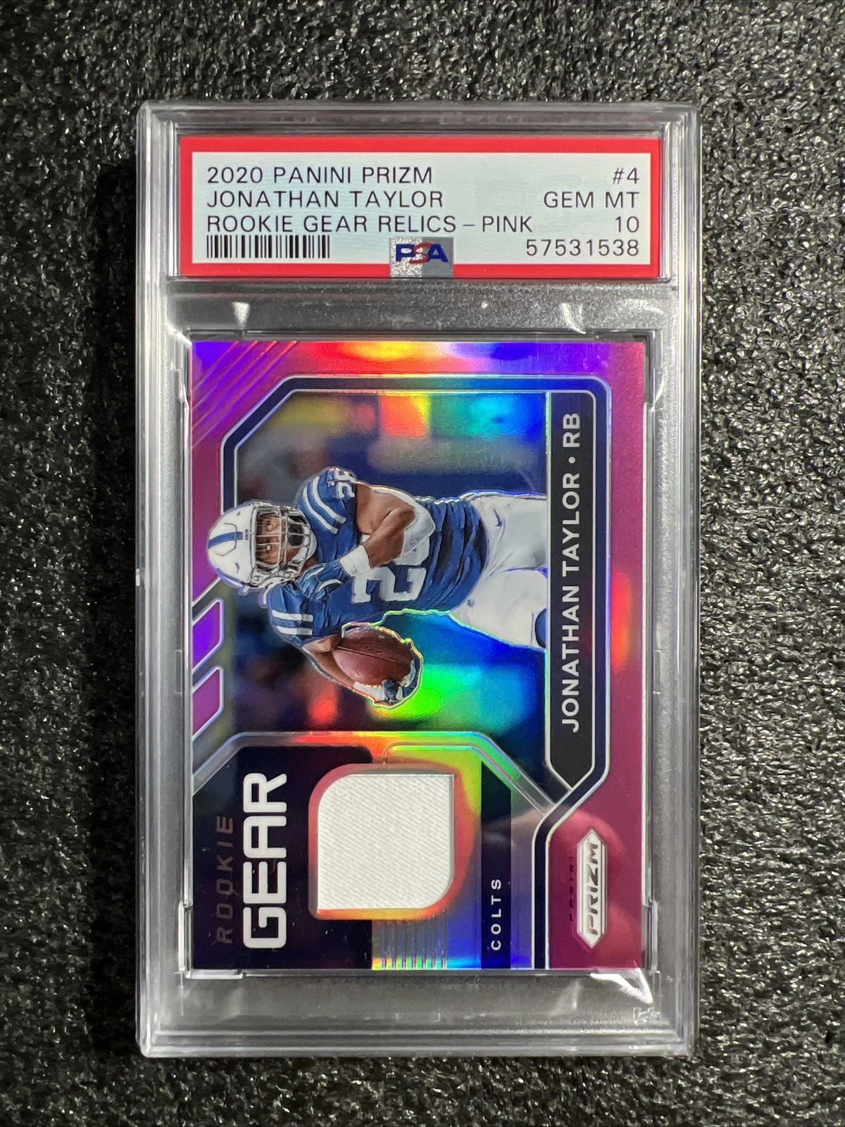 Jonathan Taylor Panini Prizm Rookie Gear Relics #4 Pink