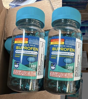 Lot Of 2 Rite Aid Ibuprofen Mini Liquid Gels 200 mg 160 Capsules Pain Reliever