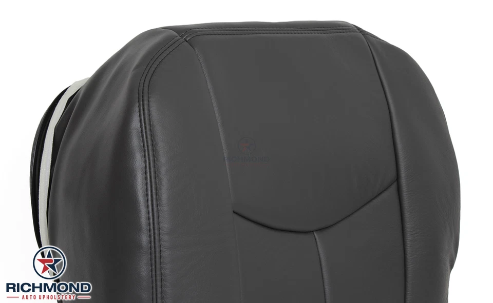 GMC Sierra 2500HD SLT 2005 2006 - Cubierta de asiento inferior de cuero del lado del conductor gris oscuro Foto 4 de 4