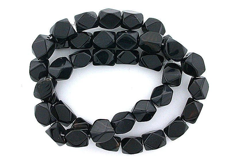 10x8 Faceted Rectangle Natural Black Line Onyx Gem Beads 15 Inch Strand BSO39 - Image 2 of 2