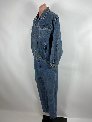 De colección Metro Elegante Esmoquin Canadiense 2 Piezas Traje Denim Años 80 Top Pantalones Grandes 32x30 - Imagen 9 de 19