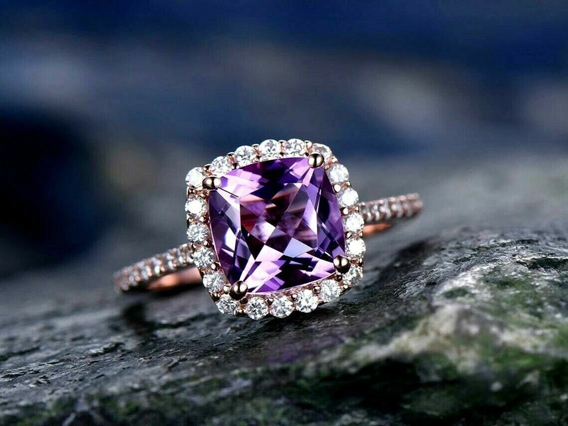 Baguette Engraved Amethyst Diamond Engagement Ring – Kirk Kara