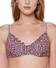 Sanctuary Women's Size DD Micro Garden Shirred Lettuce Trim Bikini Top Purple