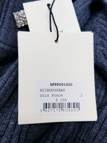 SANDRO Rosseau Rib Polo Sweater In Dark Gray sz 3 - Picture 7 of 8